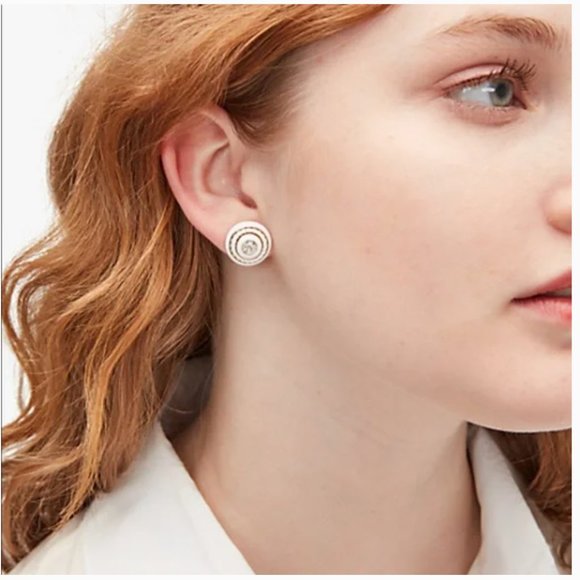 🌷NEW🌷Kate Spade New York Know The Ropes Mixed Media Studs Earrings, White - Picture 2 of 15